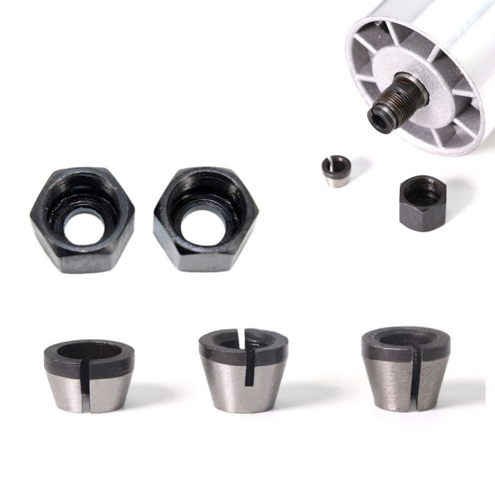 1 Pcs 6/6.35/8mm Collet Chuck Adapter W/Nut For Engraving Trimming Machine