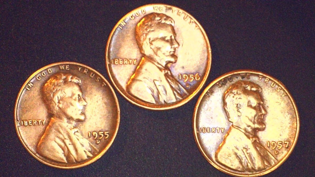1955 D 1956 D 1957  D Lincoln Cents -Nice Condition