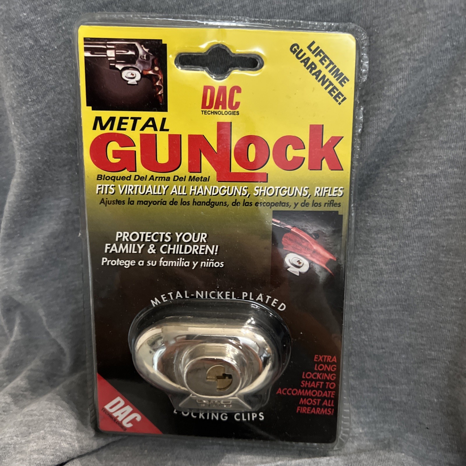 New DAC Metal Gunlock Nickel Plated Gun Trigger Lock Handguns Shotguns Rifles