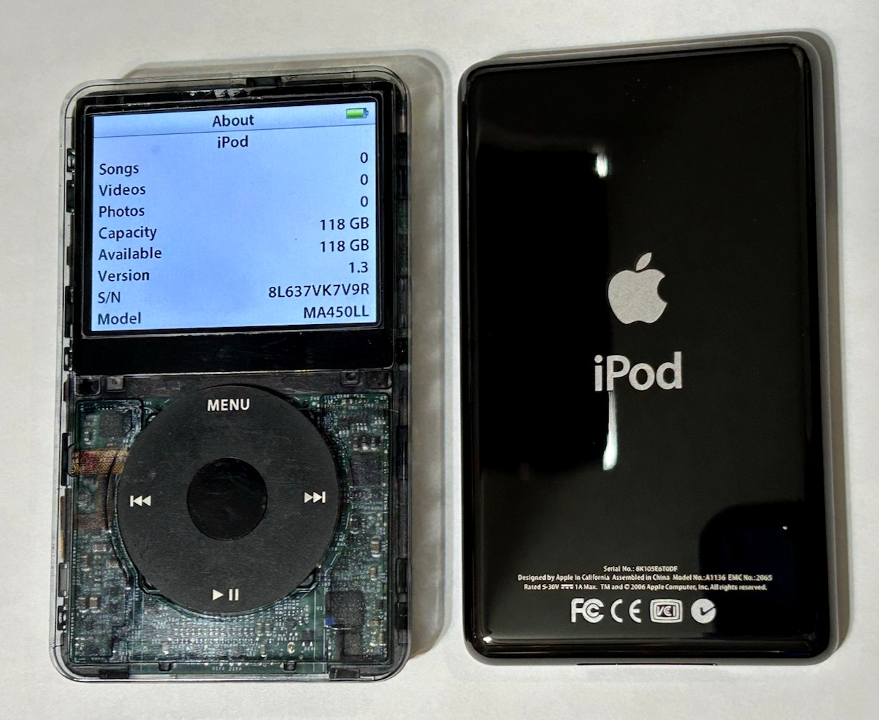APPLE  iPOD  CLASSIC 5.5th Smoked 1TB SSD Wolfson DAC Atomic 3000 Mega Battery