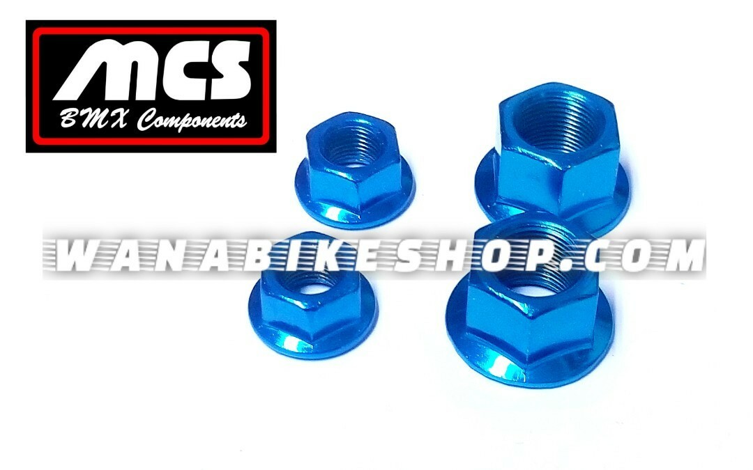 MCS BMX SPINNER AXLE NUTS 4 PACK BLUE 26T 2 - 3/8 / 2 - 14MM