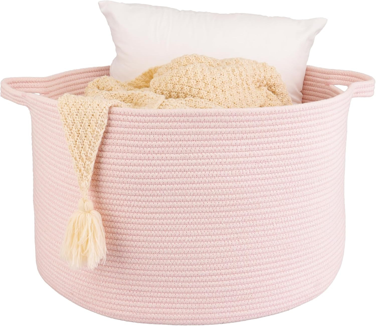 XUANGUO Extra Large Cotton Rope Basket Blankets Basket Living Room 22"x14" Toy B