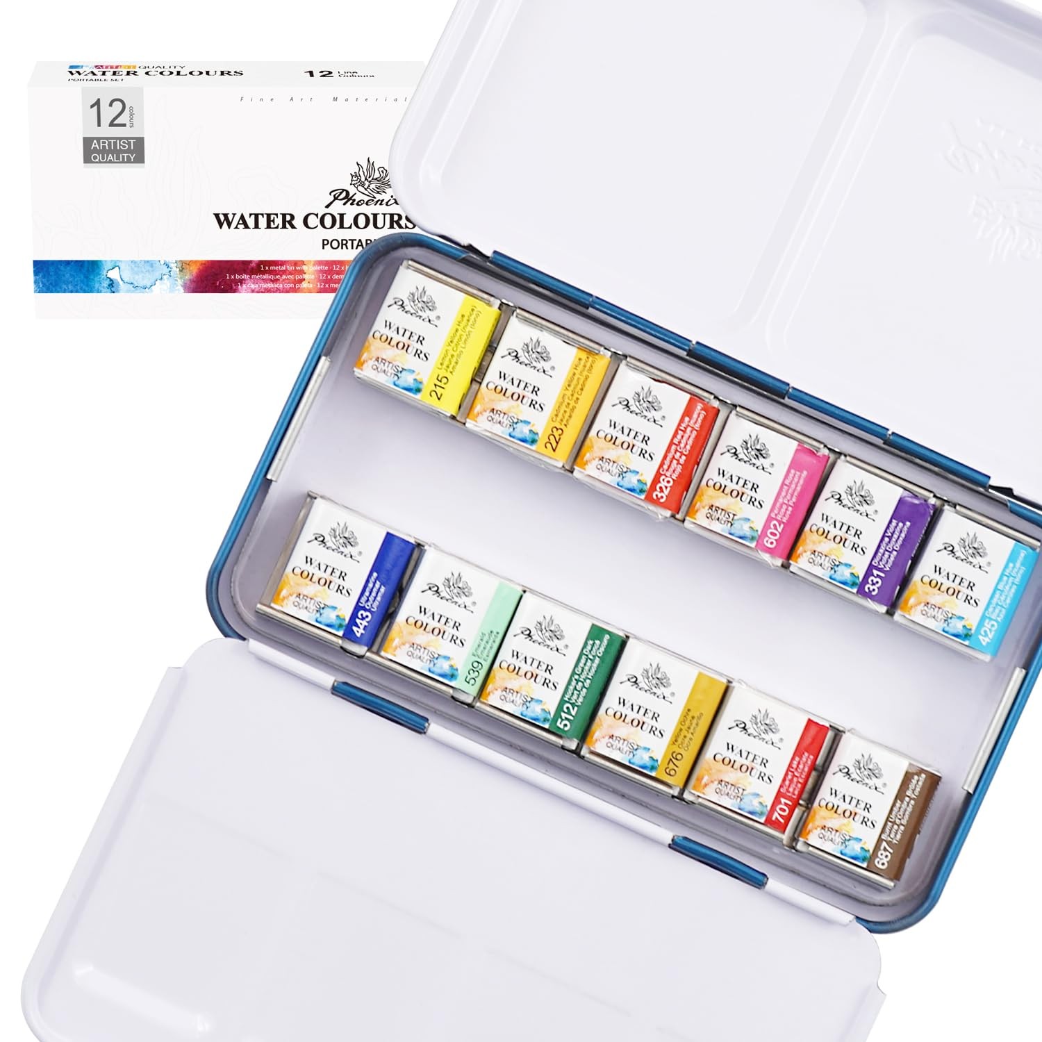 PHOENIX Artist Watercolor Paint Set - 1 Count (Pack of 1), 12 Classic Colors
