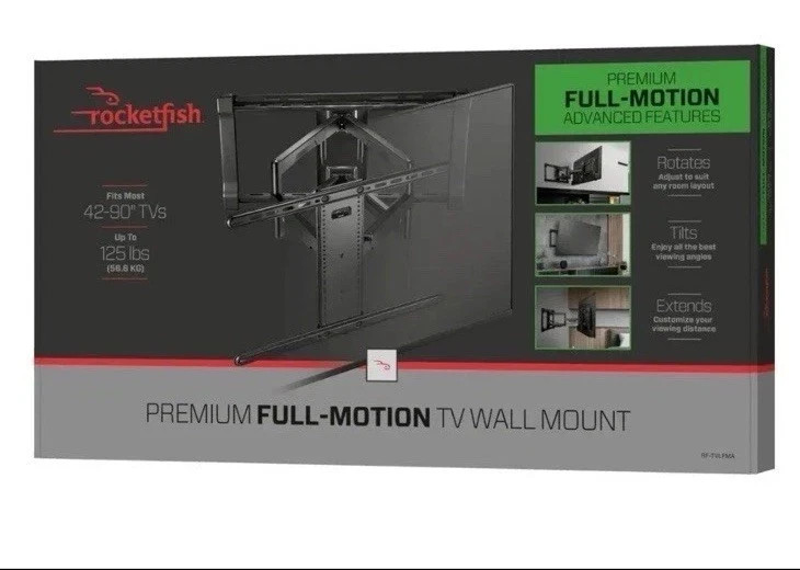 Rocketfish - Full-Motion TV Wall Mount for Most 40" - 75" TVs - Black