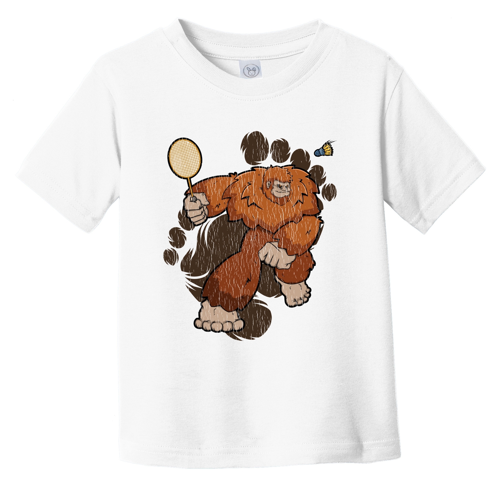 Toddler Bigfoot Badminton Shirt - Sasquatch Playing Badminton Toddler T-Shirt