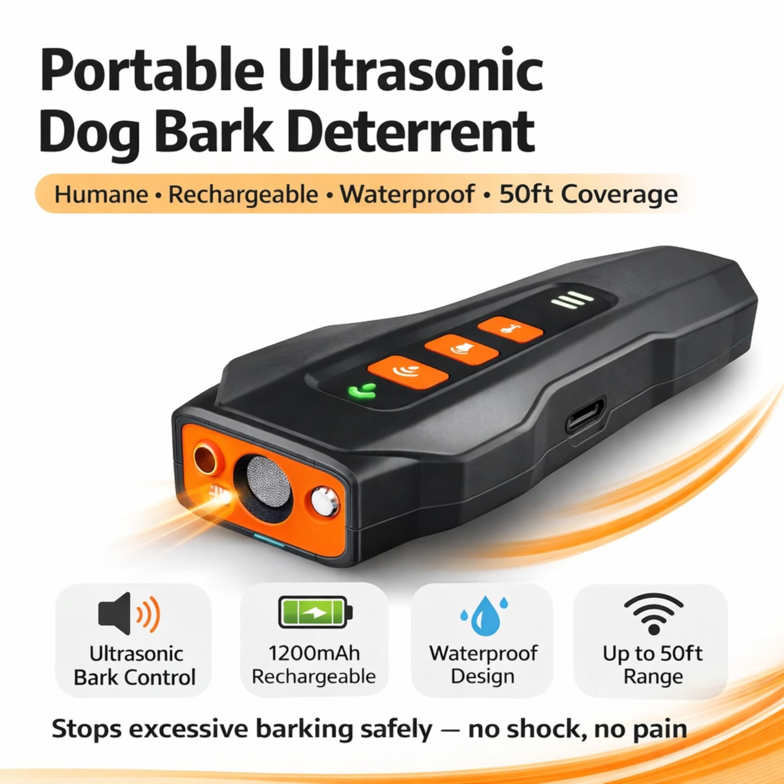Dog Anti Barking Device - Portable Ultrasonic Dog Bark Deterrent with Recharg...