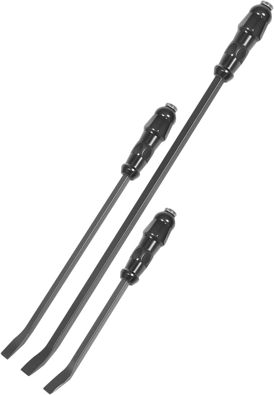 3Pcs Angled End Pry Bar Set,12",17",25" Heavy Duty Pry Bars w/Thicker Strike Cap