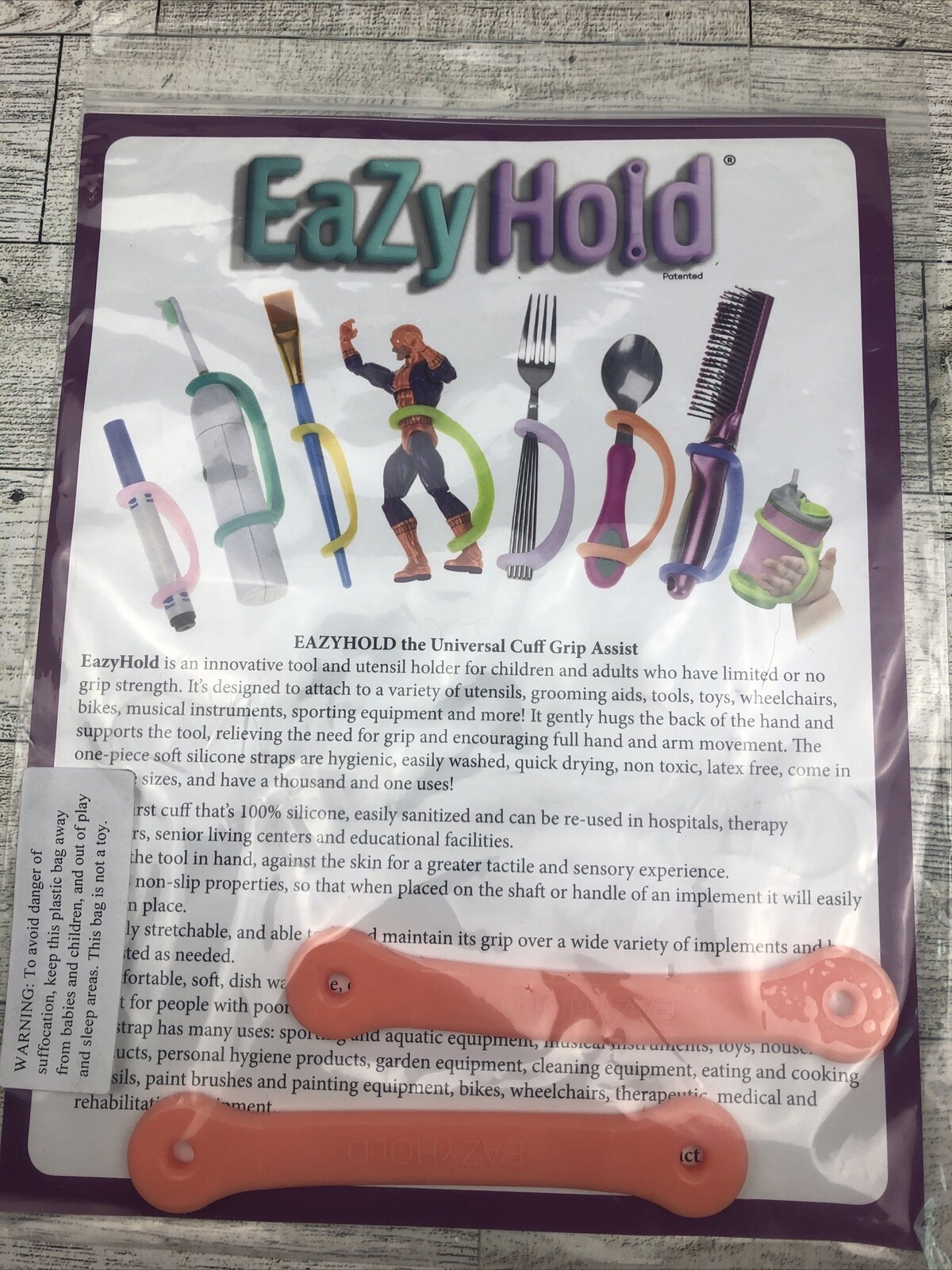 EazyHold Two Pack - Orange - 5" - Universal Cuff Handgrip Assist
