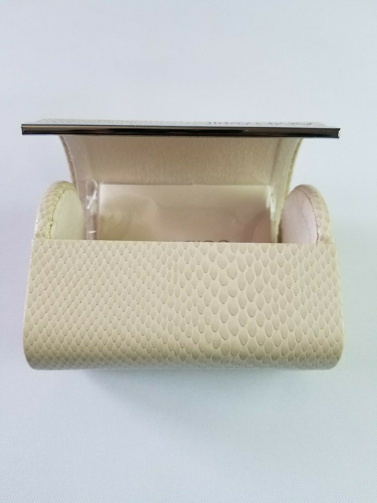JIMMY CHOO BEIGE LIZARD PATTERN SMALL FOLDING SUNGLASS CASE WITH CLEANING CLOTH