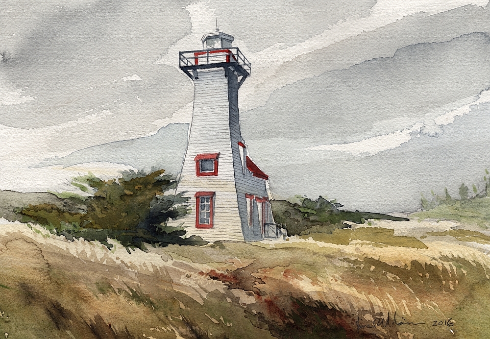 New London Lighthouse, Prince Edward Island, Canada. James Mann Art Notecards