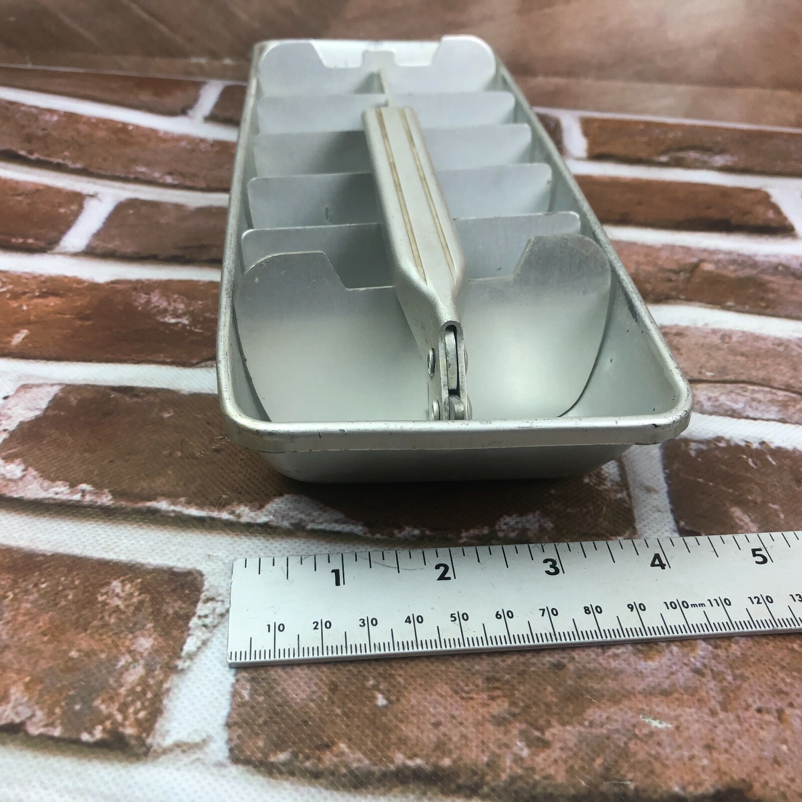 Vintage small Aluminum ice cube tray retro molds 14 cubes