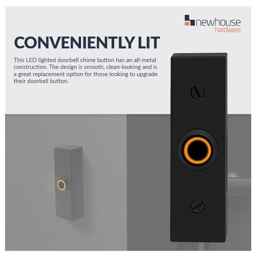 Wired Doorbell Button Rectangular LED Light Metal Surface Mount Black For Chime