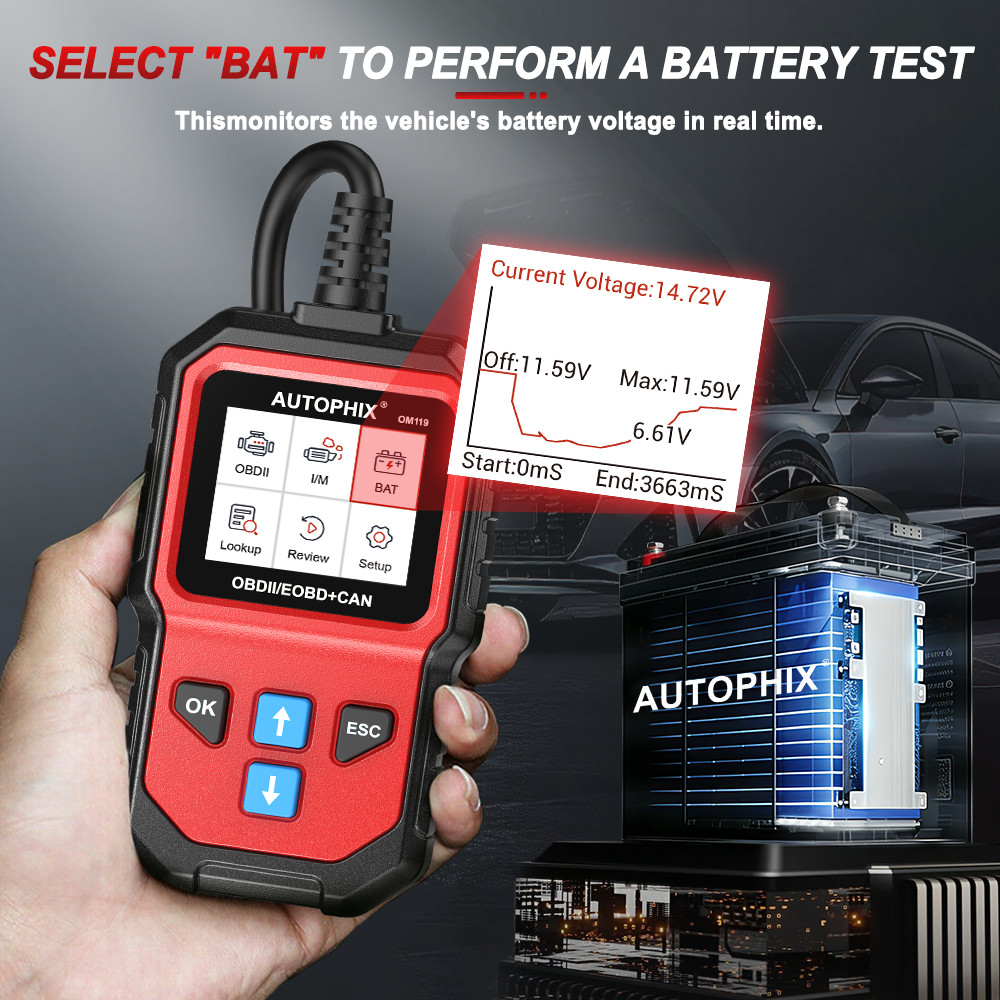 1996+ Car OBD2 Diagnostic Scanner Live Data Trouble OBD Code Reader Battery Test