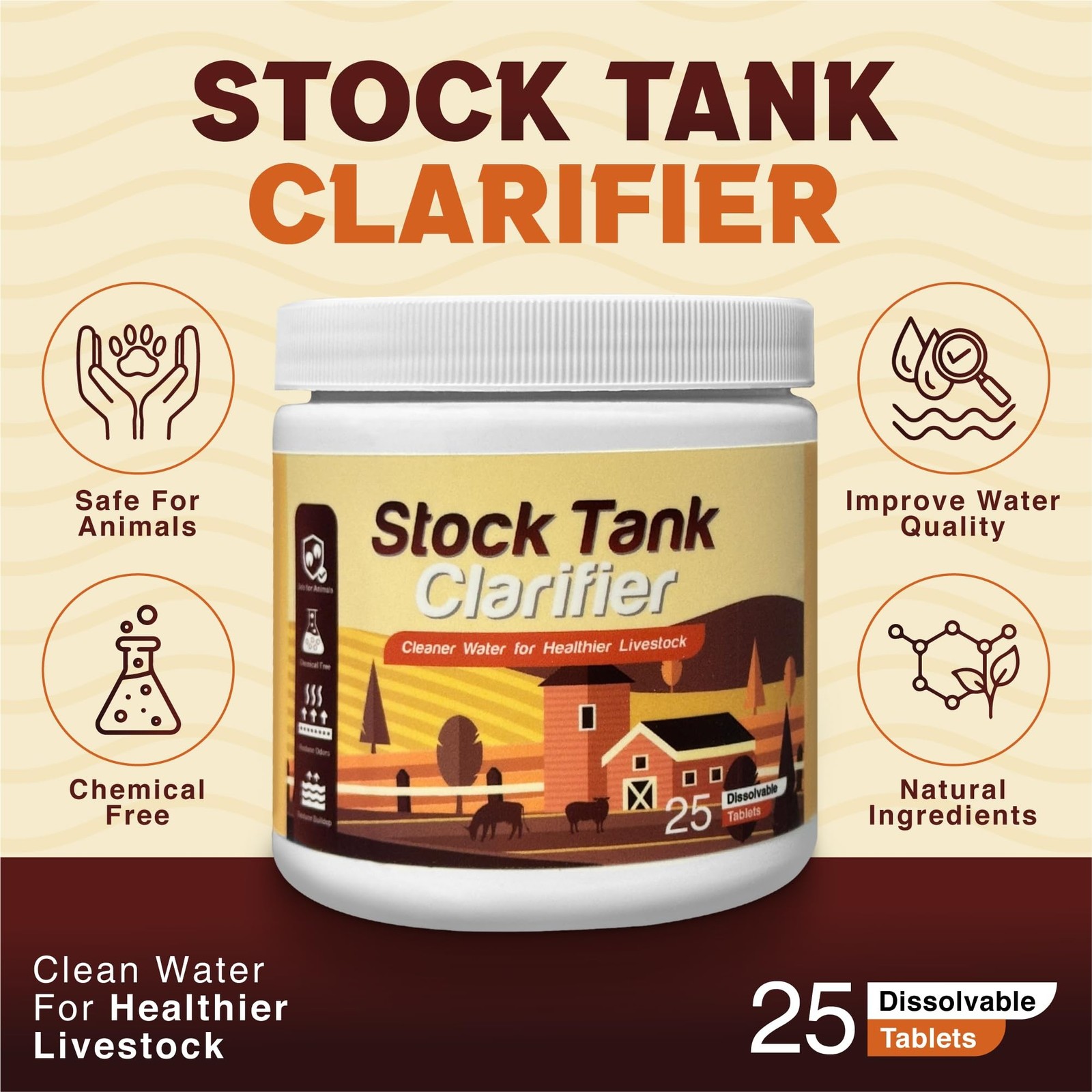 Stock Tank Clarifier - Improves Livestock Water by reducing buildup and Creat...