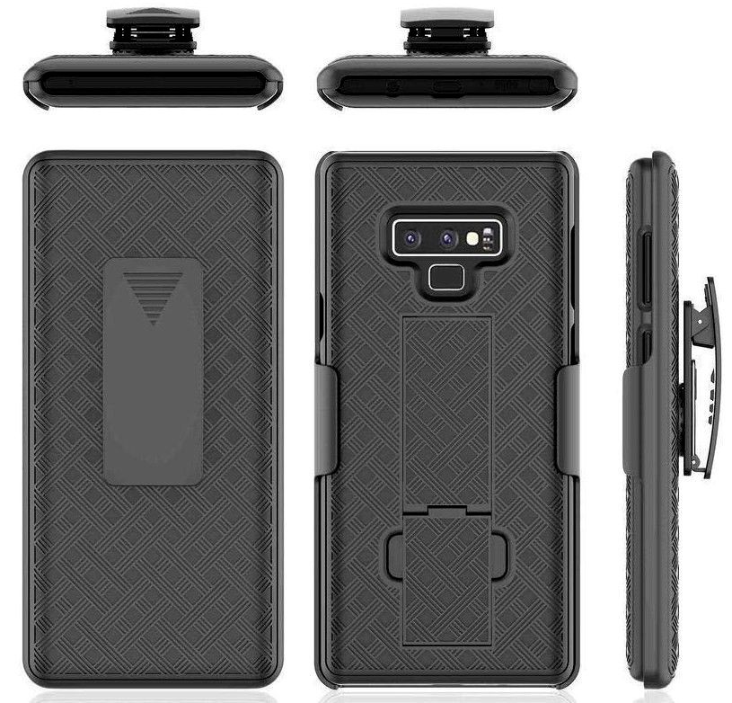 For SAMSUNG GALAXY HOLSTERS - HARD BLACK COMBO KICKSTAND CASE COVER BELT CLIP