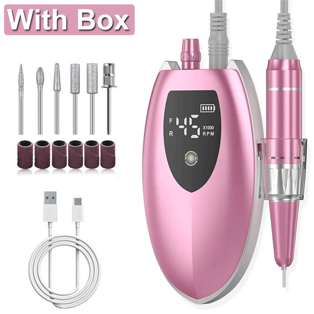 2026 Upgarded 45000RPM Electric Nail Drill Machine Portable Manicure Pedicure BK