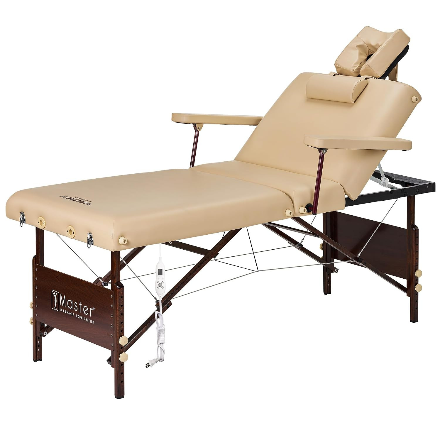 Del Ray Heated Massage Table with Memory Foam & Tilting Backrest - Beige