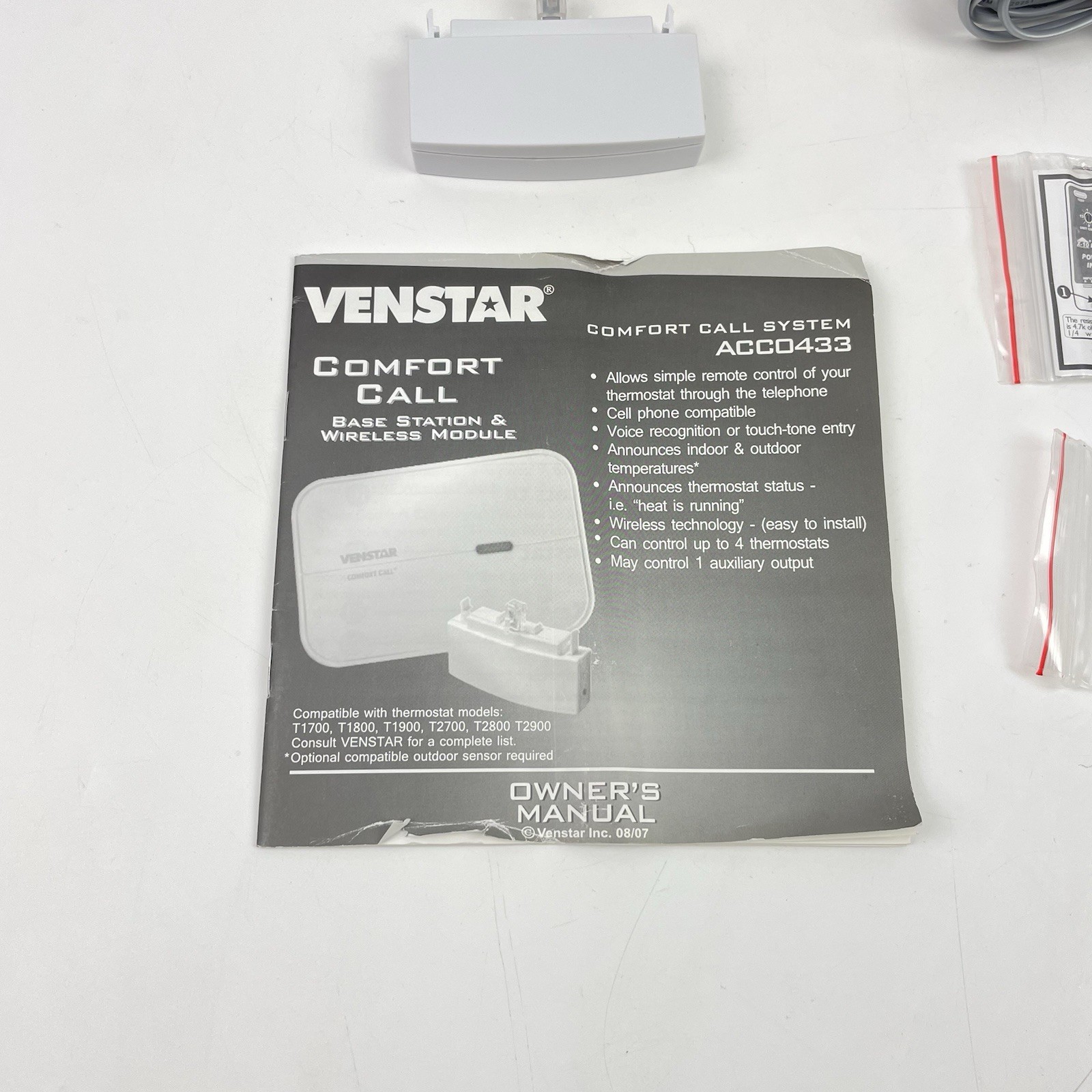 Venstar Comfort Call System ACC0433 Base Station and Module