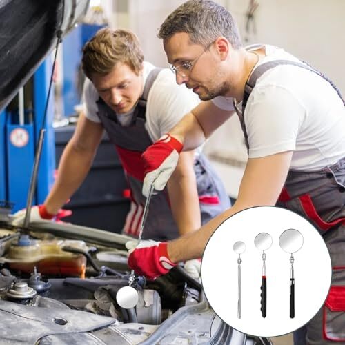 3 Pack Stainless Steel Mechanic Mirror Telescoping Inspection Mirror