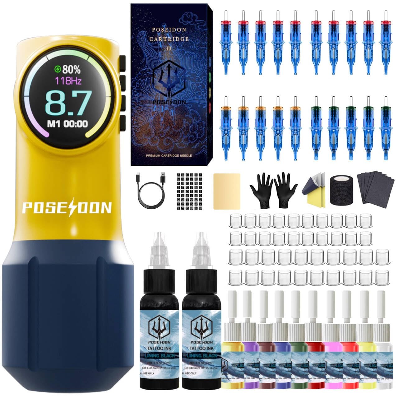 POSEIDON Tattoo Kit, Pen Wireless Rotary Gun TK046, TK046