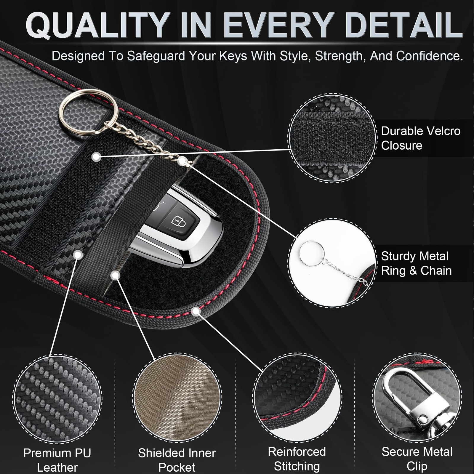 LivTee Faraday Key Fob Protector, RFID Blocking Medium (3.54" x 5.51"), Black