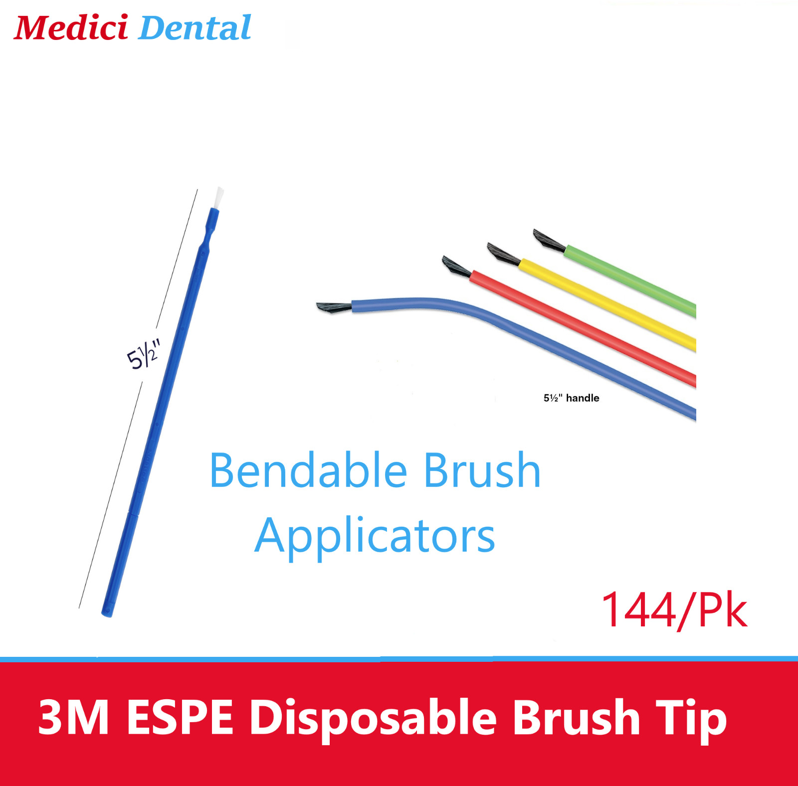 Dental Disposable Brush Applicators 100 Pieces & with Handle, Bendable Brushes