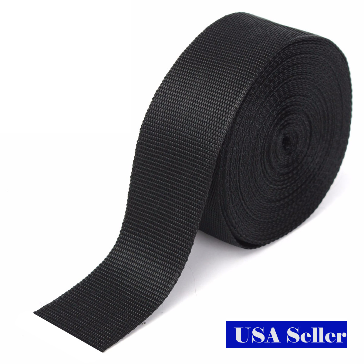 1" 2" 1.5" 3/4" Inch Polypropylene Webbing Black Nylon Strap 5/10/25 yard