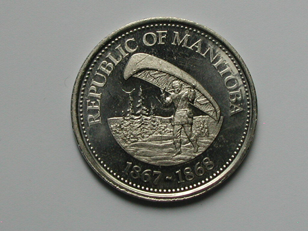 Portage La Prairie MB CANADA 1975 Trade DOLLAR Token with Voyageur Canoe Portage