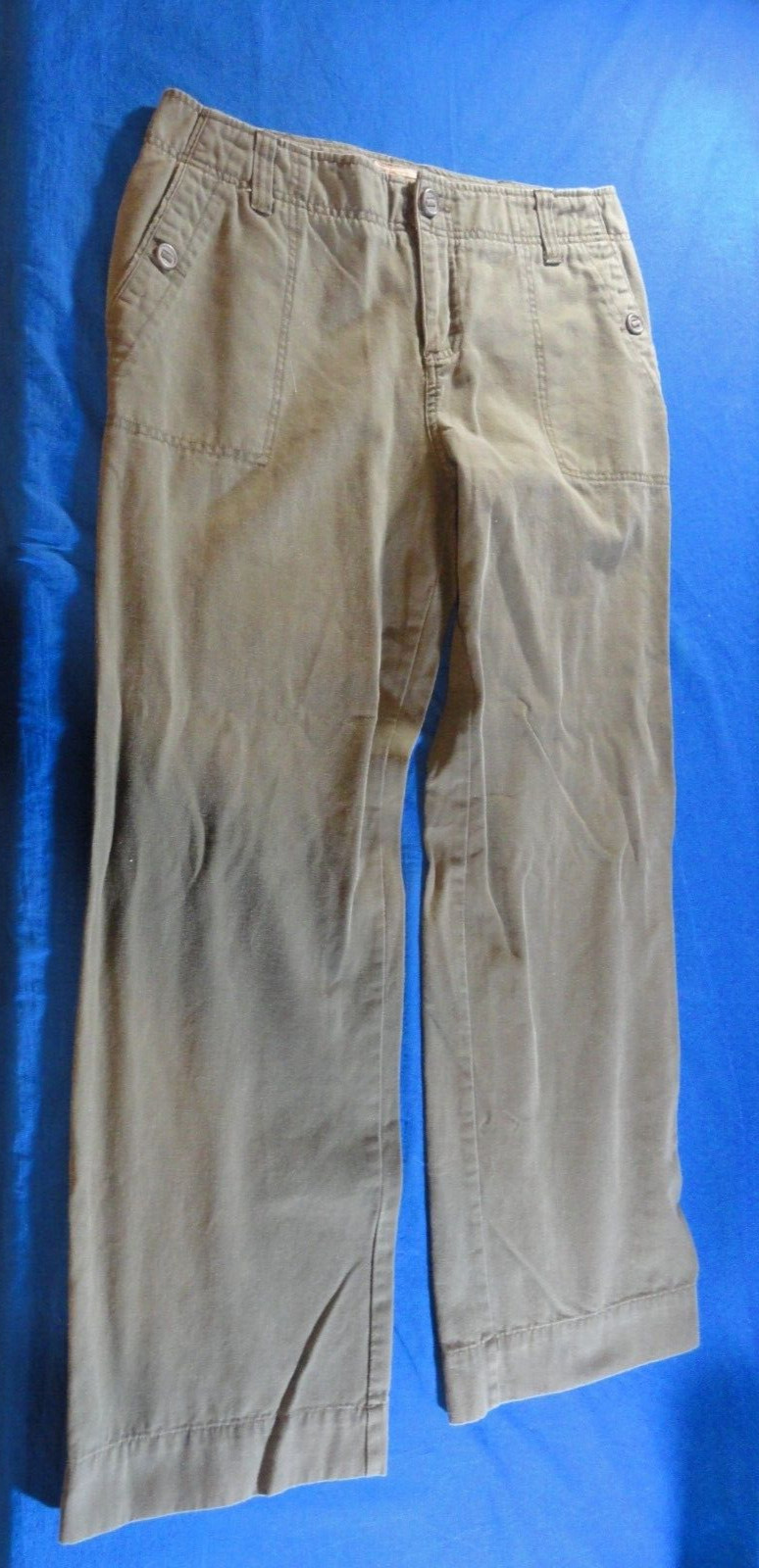 WOMEN'S OLIVE GREEN MID WAIST WIDE LEG OUTDOOR SUMMER LIGHTWEIGHT PANTS 12