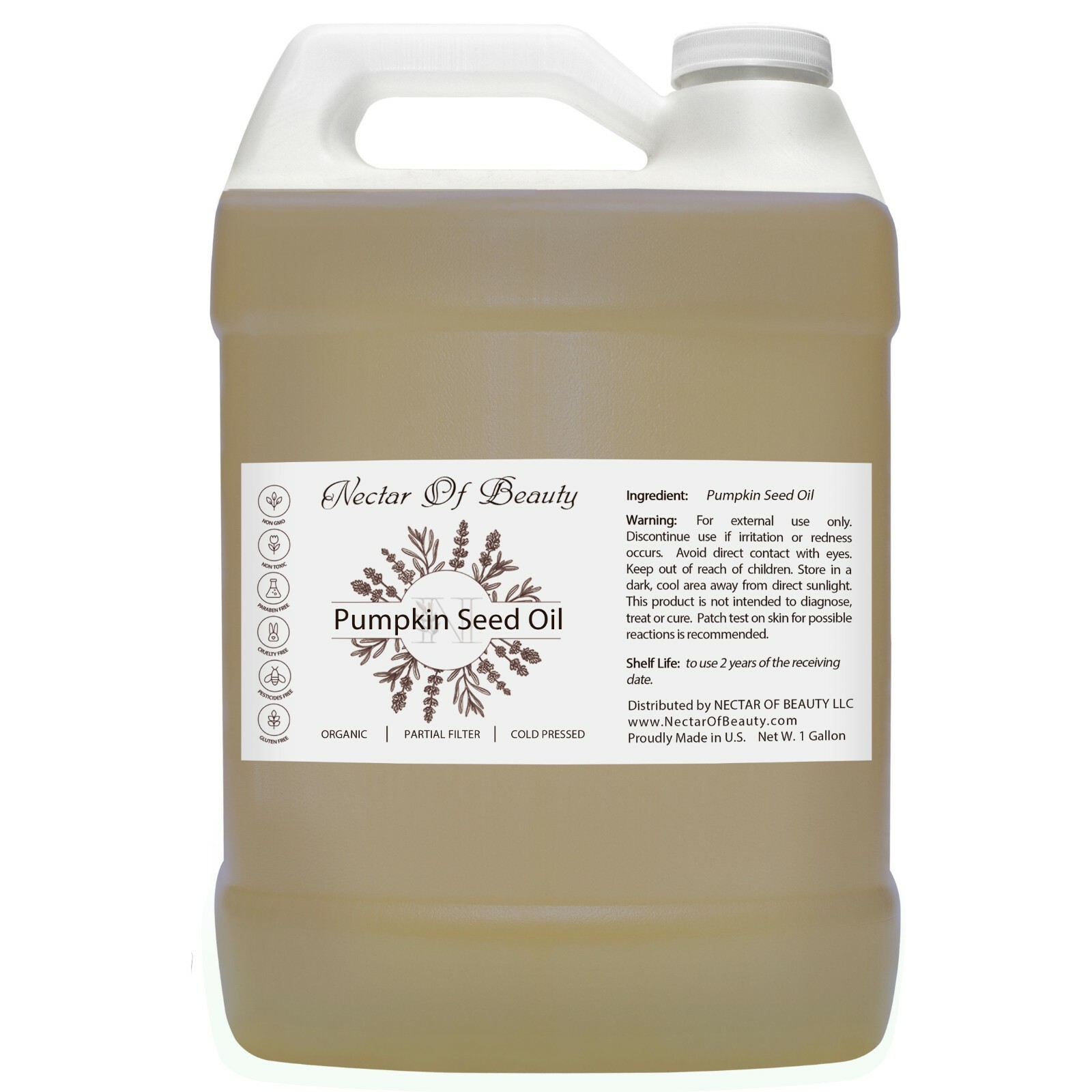 Pumpkin seed oil organic 100% pure partially filtered bulk carrier oil 128 oz