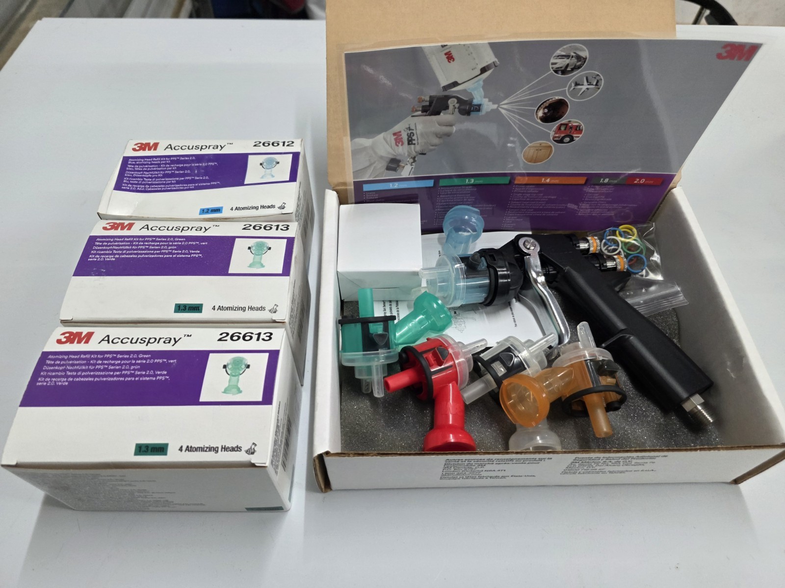 3M Accuspray ONE Spray Gun Kit For 2.0 PPS Cups With Extra Boxes Of Nozzles
