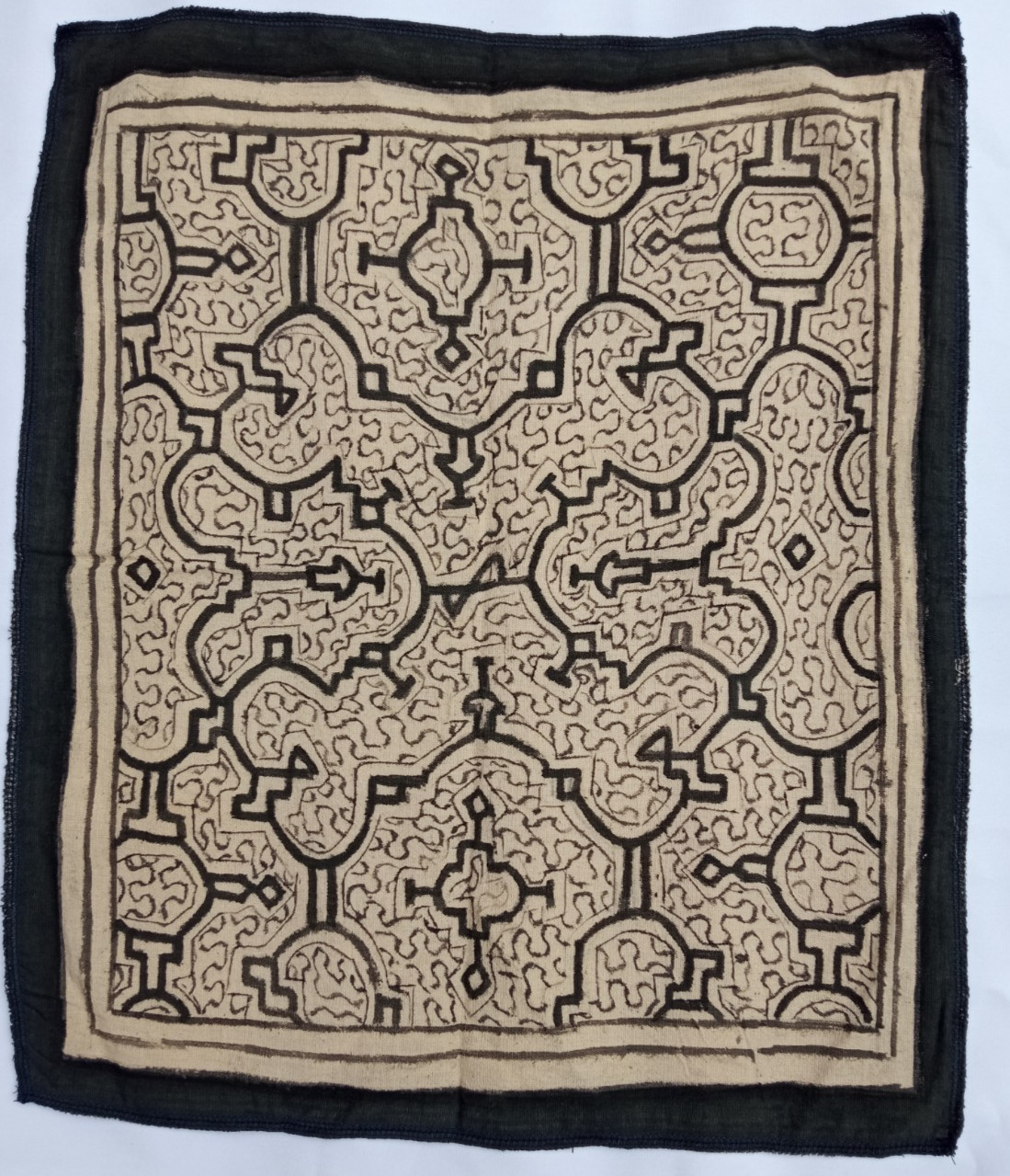 Shipibo Native  Painted Kene design  Cloth 16"x19"
