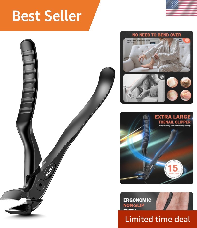 Toenail Clippers for Seniors – Upgraded Long Handled Curved Head Toe Nail Cli...