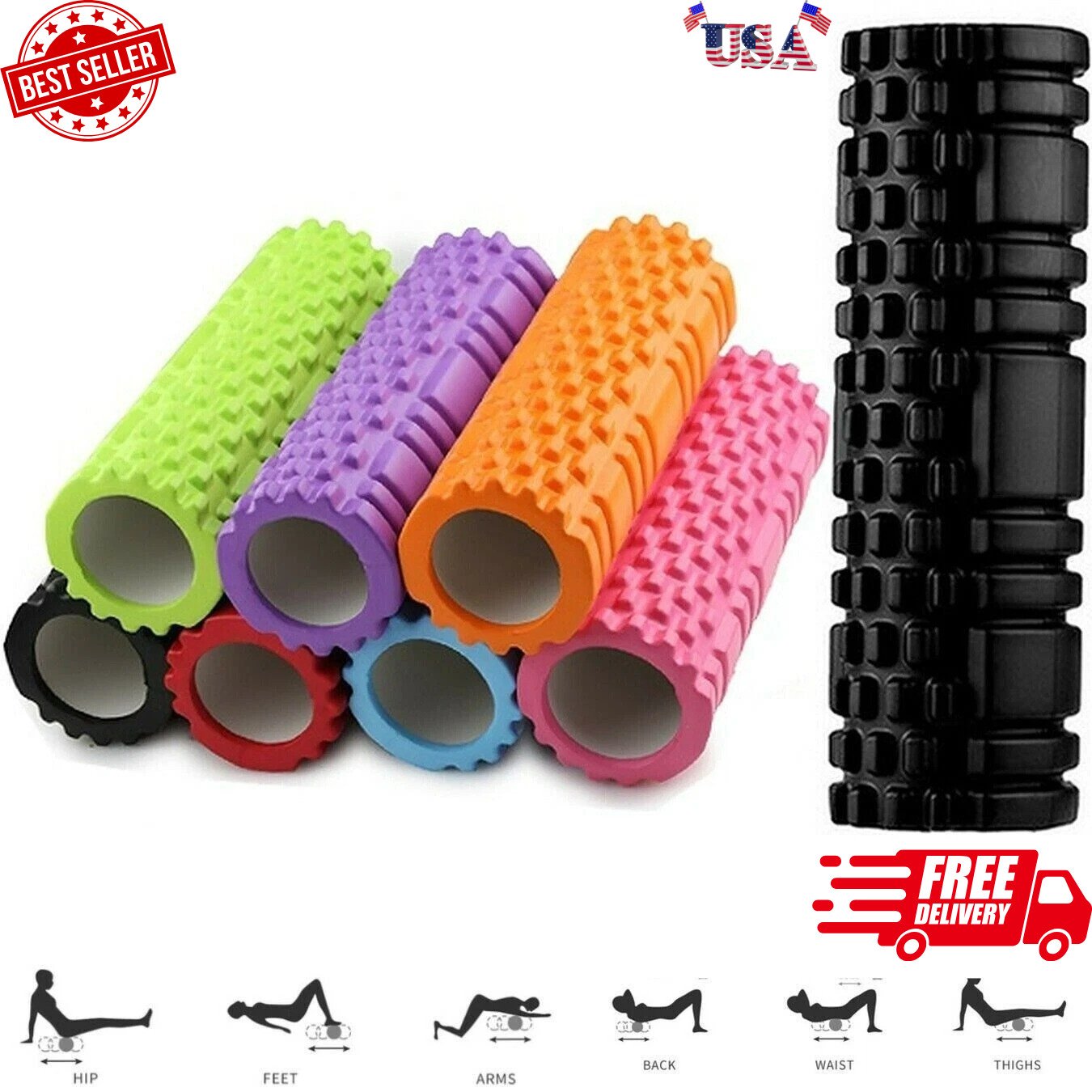Foam Roller Massage Grid Pilates Physio Yoga Muscle Rehab Trigger Point Gym Fit