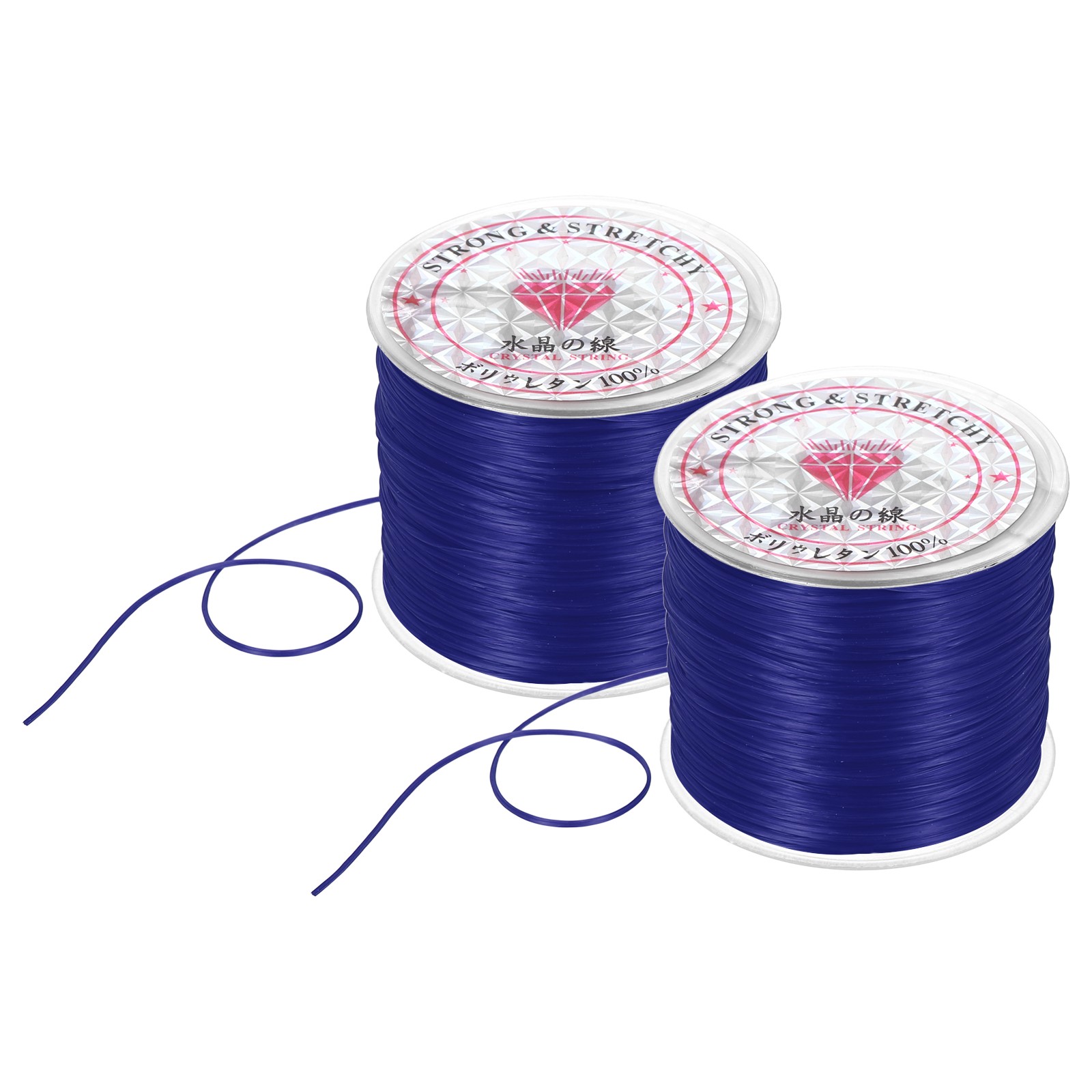 2 Rolls Elastic String for Bracelets, 0.8mm Stretch Bead Cord Blue, 100m