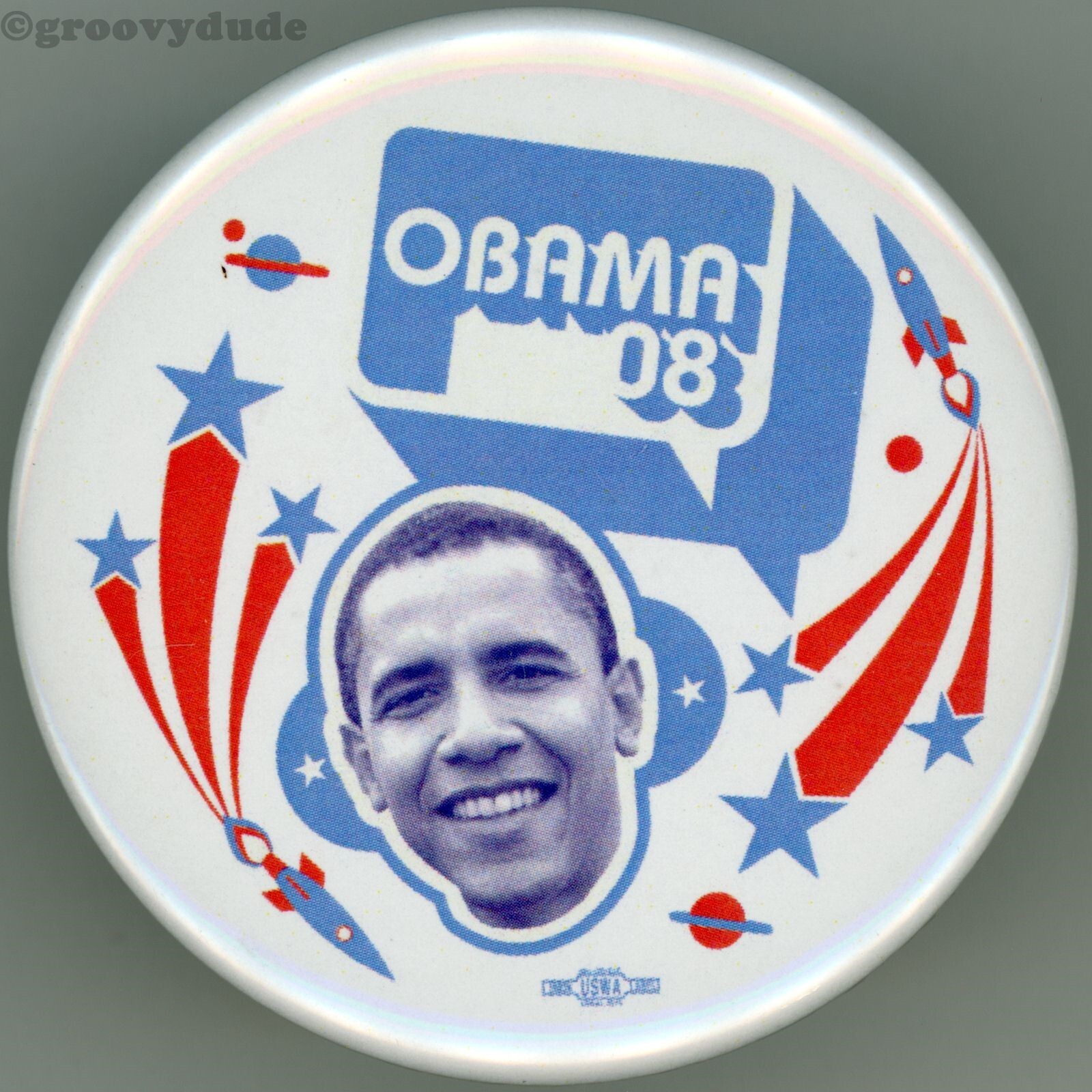 Barack Obama 2008 President Astronaut Rockets 2-1/4" Campaign Pinback Button