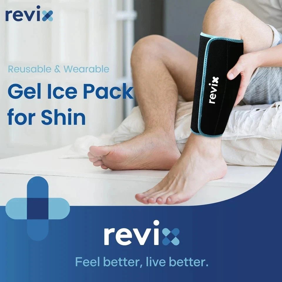 Shin Ice Pack Reusable Leg Ice Pack Wrap Cold Therapy Compression Sleeve for ...