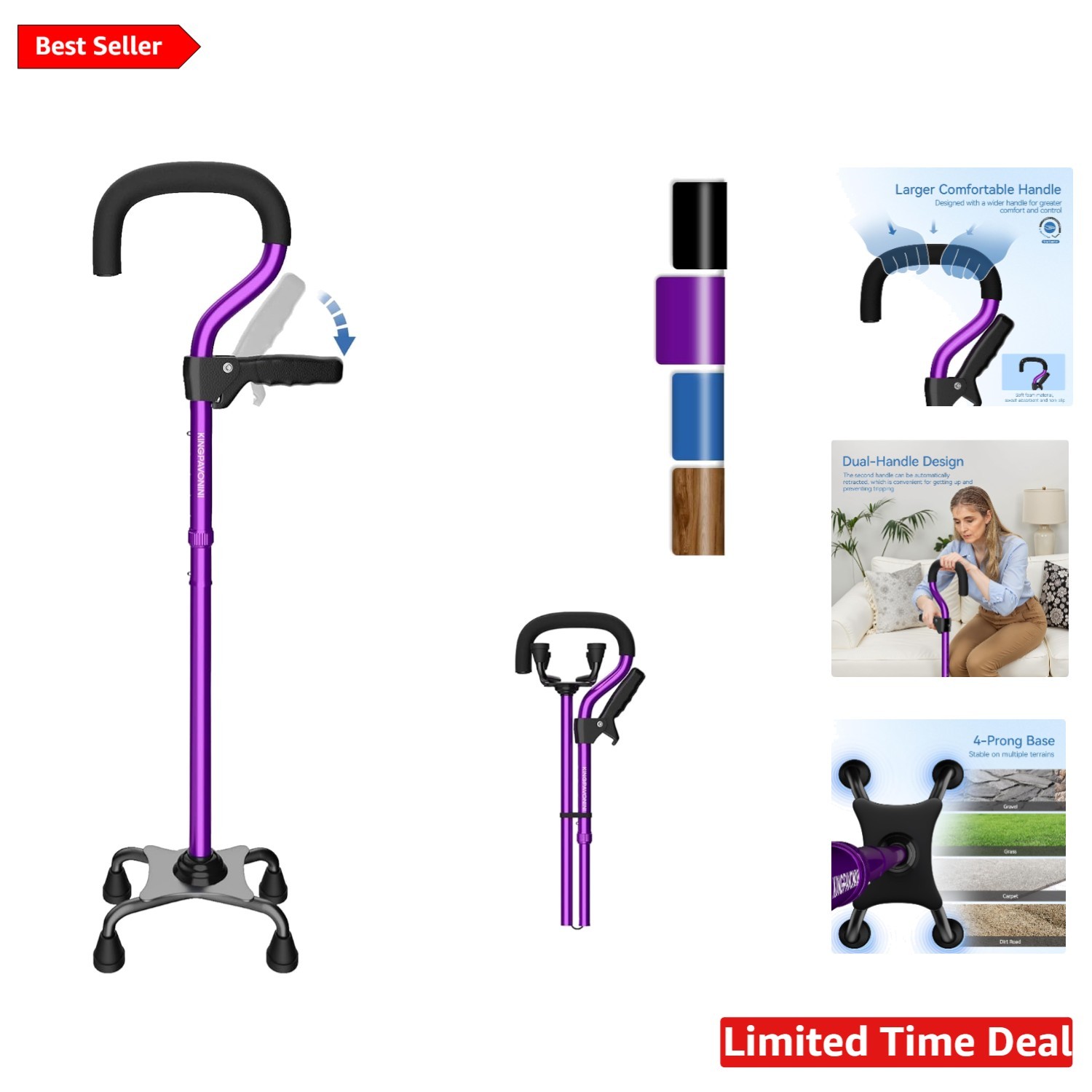 Adjustable Folding Cane for Stability - Ideal for Recovery & Mobility