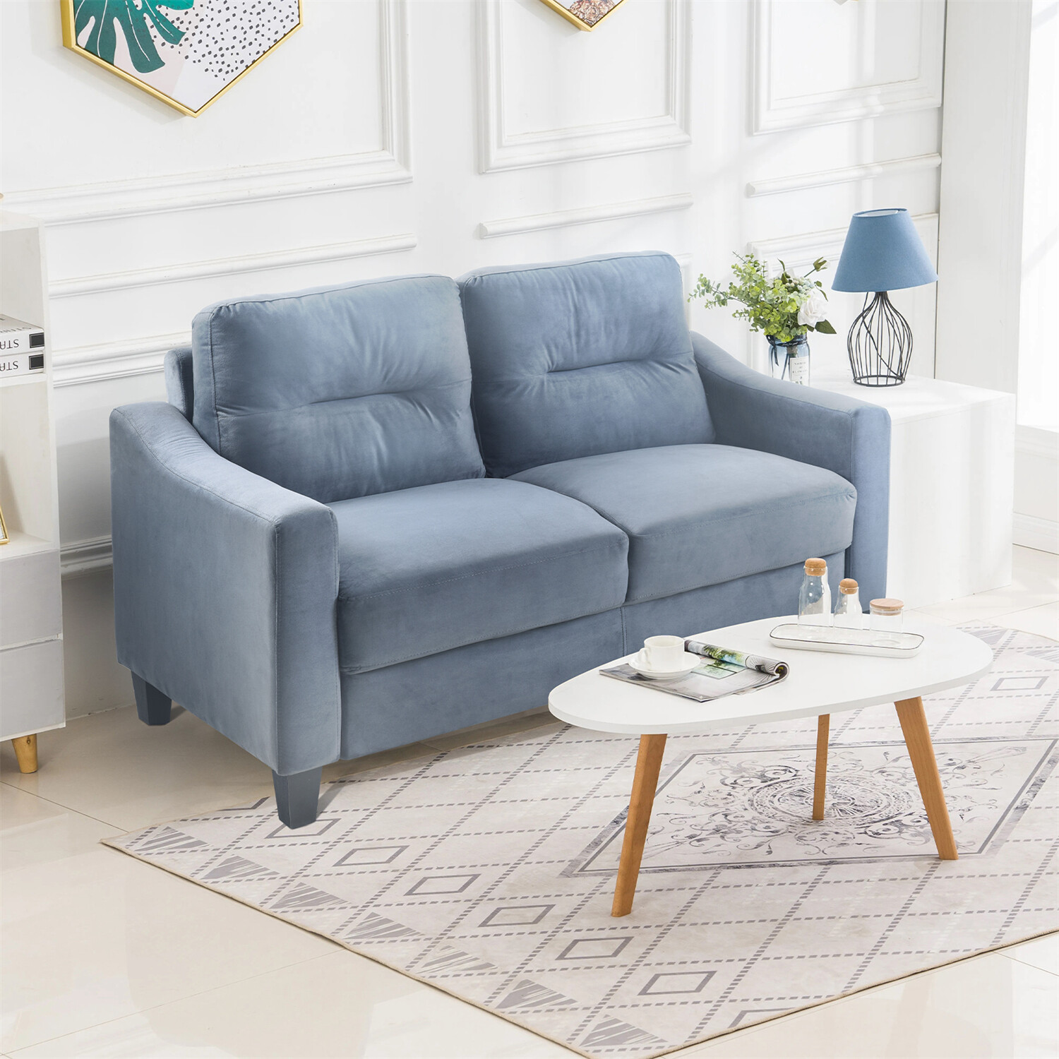 Modern Loveseat Sofa 2-Seater Sofa Upholstered Sofa Couch Living Room Sofa US