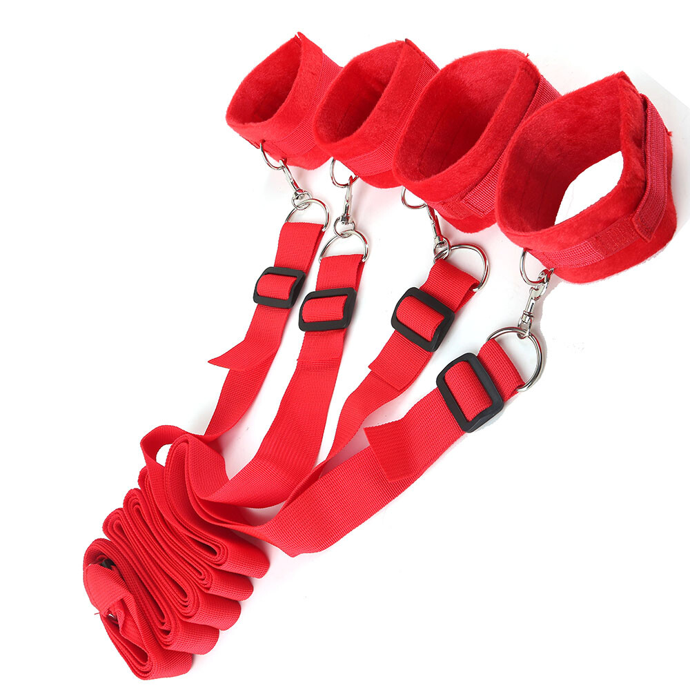 Cozy Feel Bed Restraint Harness Set Bondage Strap Handcuffs Ankle Kit BDSM