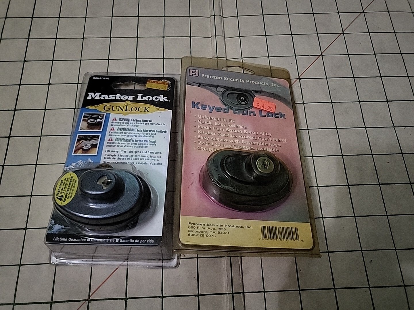 2 Master Lock & Franzen 90DSPT Gun Lock, Keyed Trigger Lock.  New Nib