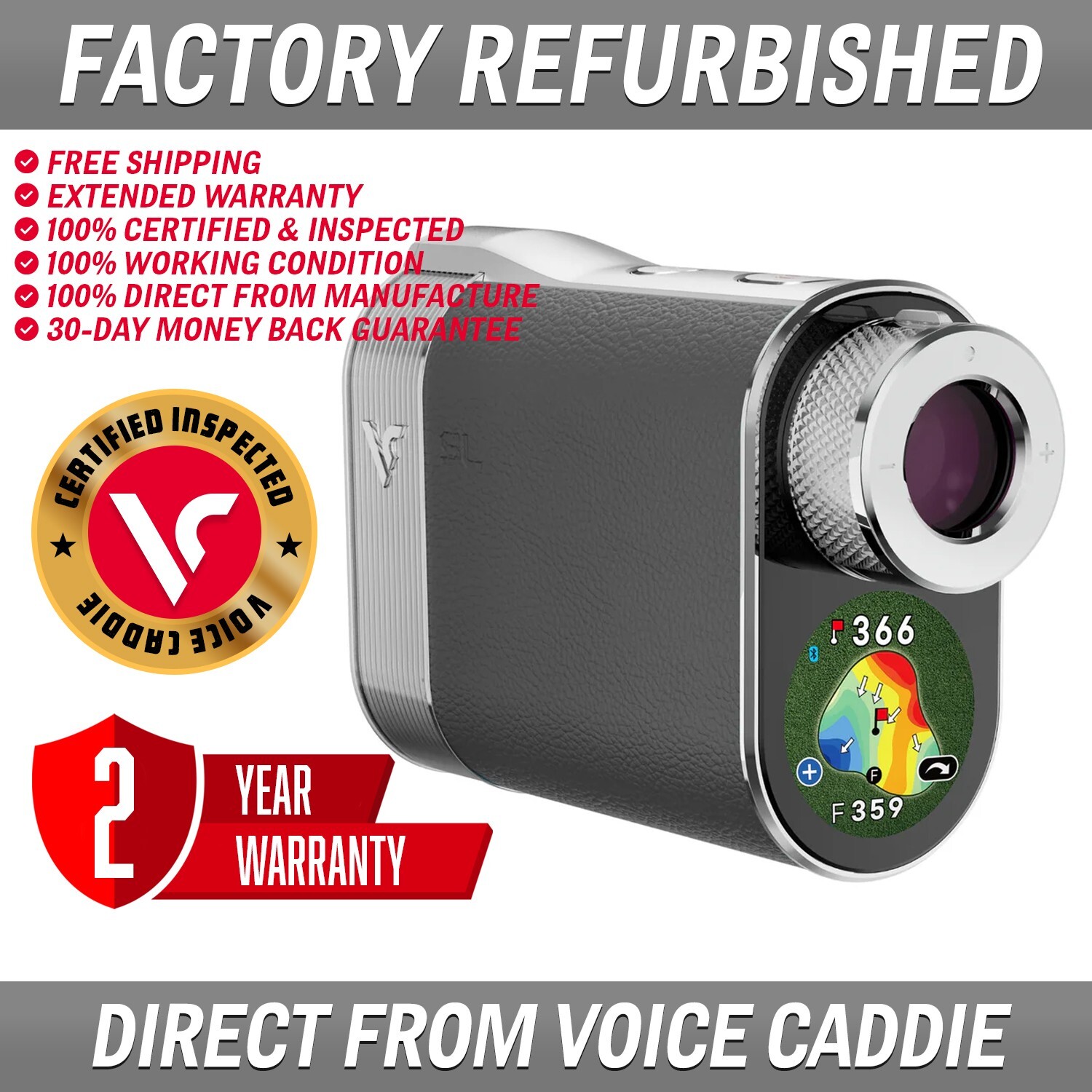 Voice Caddie SL3 Hybrid GPS Laser Rangefinder w/ Slope & Green Undulation - UVG