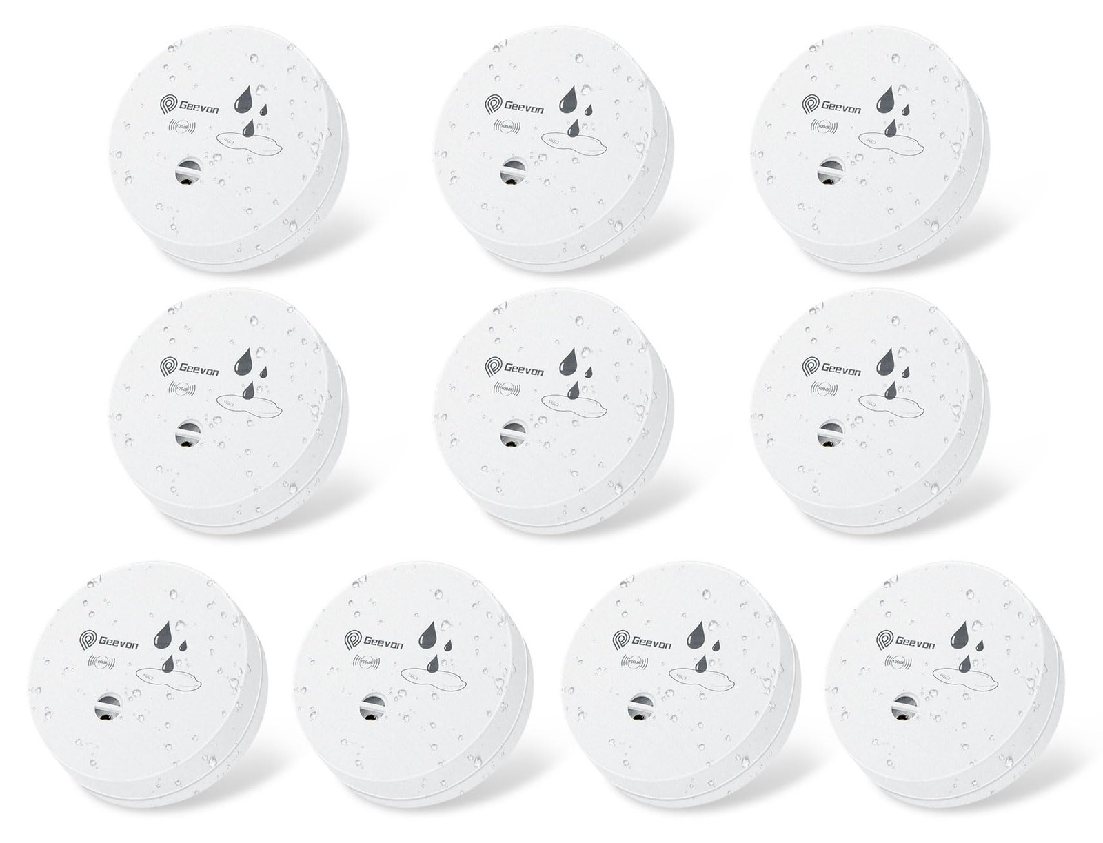 8Pack Water Sensor Alarms 9Volt 100dB Leak Detector Flood Battery Operated White