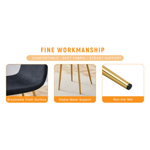 Luxury Simple Chair - Set Of 4 BLACK Linen-Cotton Material High Resilience