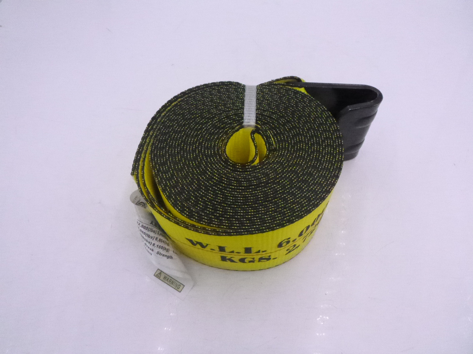 USA W.L.L. 4" Winch Strap with Flat Hook 6000LB Yellow