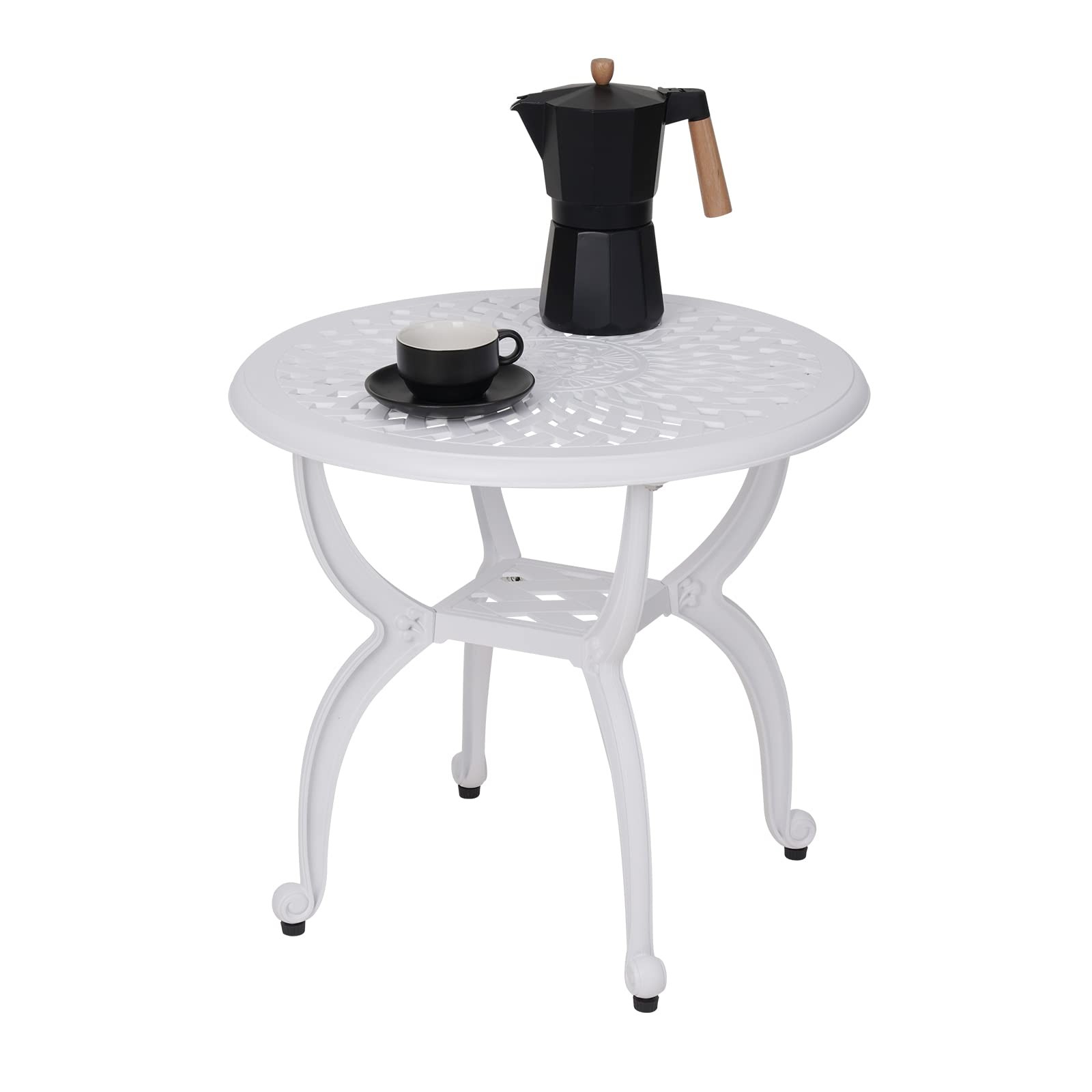 Jardin DE Centennial Cast Aluminum Outdoor Side Table,Anti-Rust Outdoor End T...