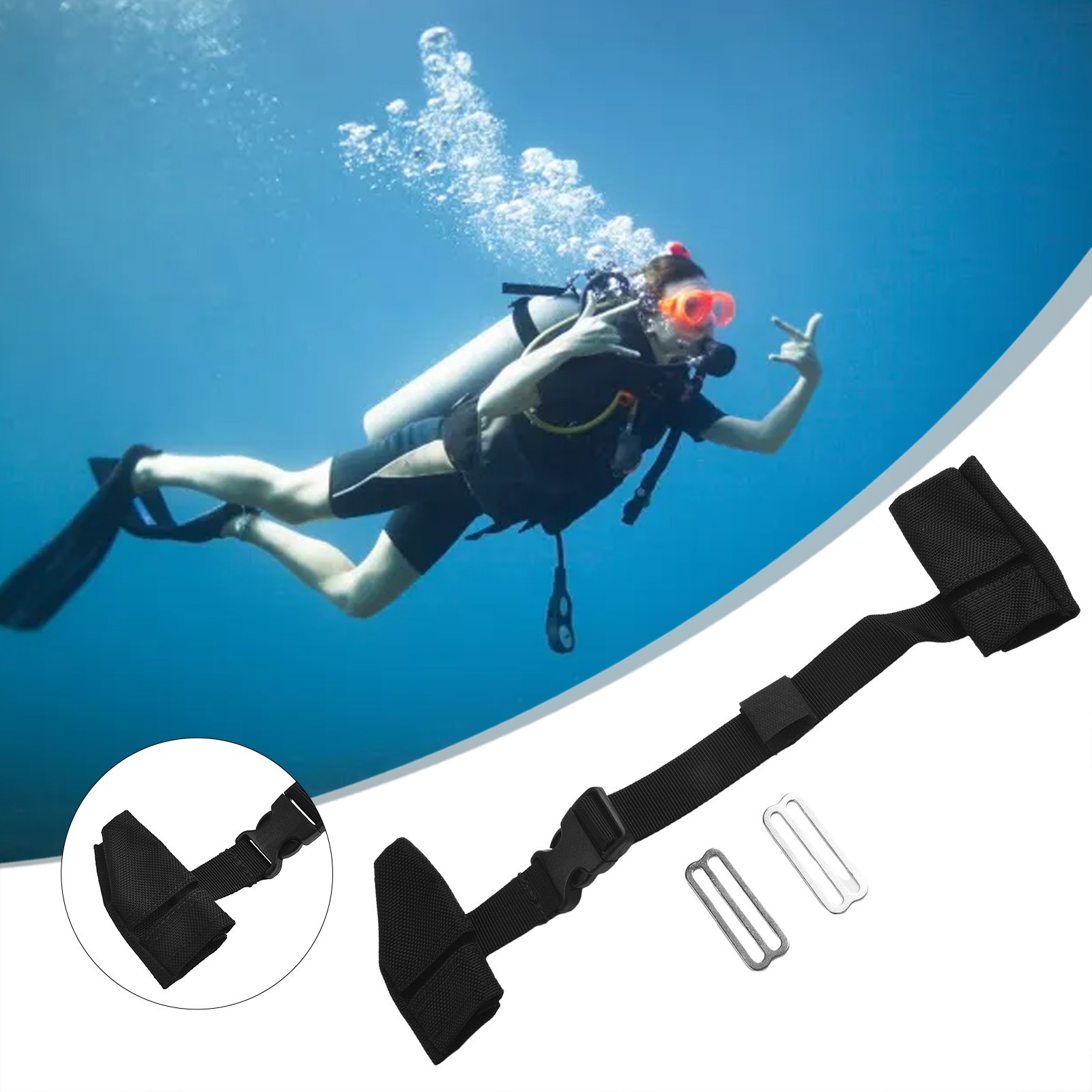 Adjustable Technical Diving Material Harness Chest Belt Shoulder Strap Adapter