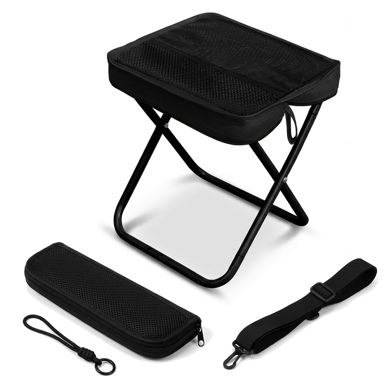 Foldable Backpack Stool, 2-in-1 Portable Camping Stool with Sling Bag, 260LBS...