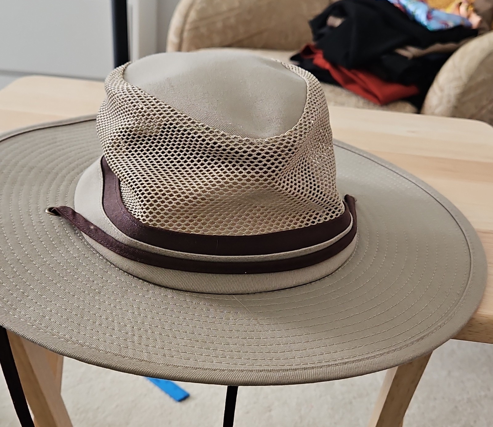 iTech Beige Wide Brim Hat - Mesh Material Sun Hat