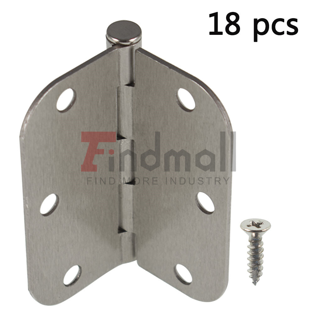 Satin Nickel Door Hinges with 5/8" Radius Corners 3.5 Inch 18 Pack